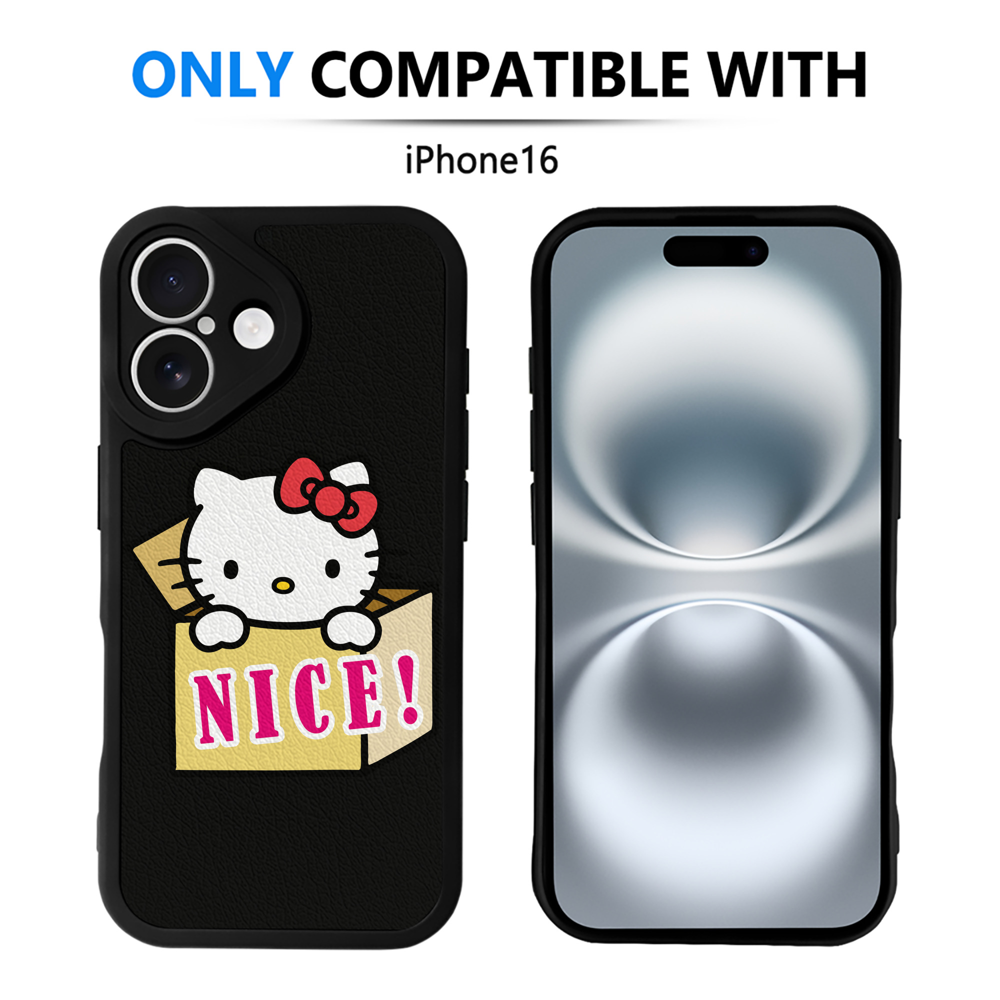 （画像用） Hello Kitty ハローキティ 【iPhone 16シリーズ対応】シリコンスマホケース（レザー調） 材質：シリコン